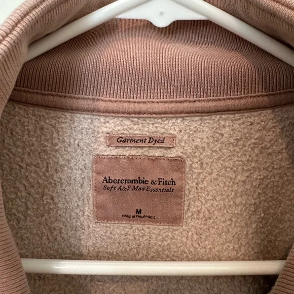 Abercrombie Half Zip Sweatshirt Light Pink/Brown - Picture 3 of 5